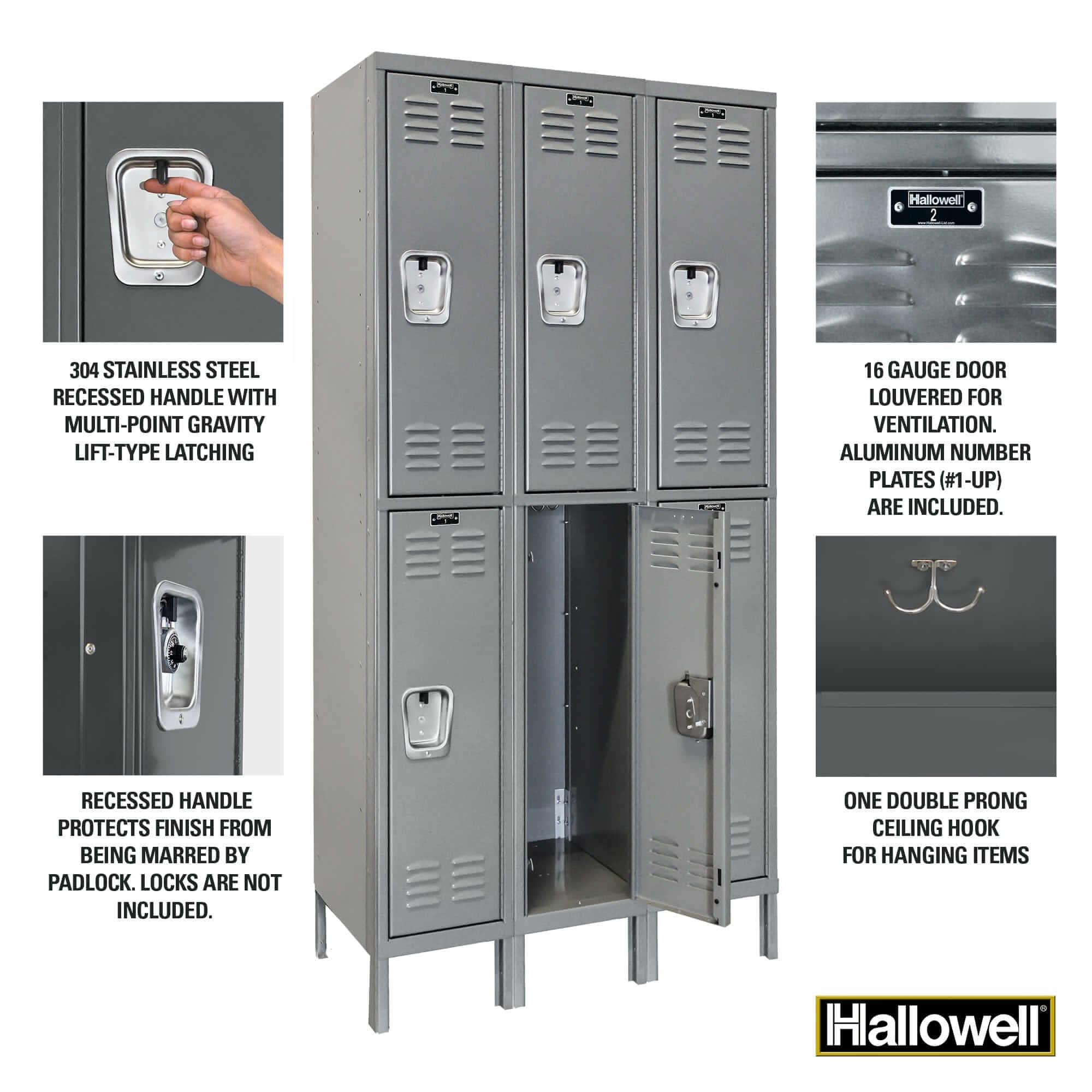 Hallowell Premium Louvered Steel Locker — 2 Tier, 3 Wide YourLockerStore